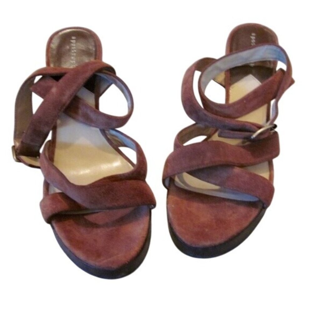 Apostrophe Womens Brown Suede Platform Strappy Heels Size 8.5